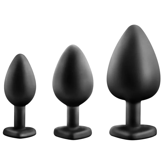 Anal Blush Luxe Bling Plugs Training KitBlack With White Gems Anal Blush Luxe Bling Plugs Training KitBlack With White Gems