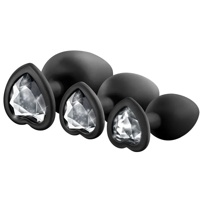 Anal Blush Luxe Bling Plugs Training KitBlack With White Gems Anal Blush Luxe Bling Plugs Training KitBlack With White Gems