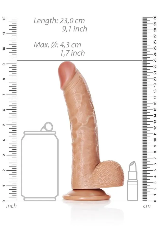 Real Rock Female Sex Toys Realrock Curved Realistic Dildo with Balls and Suction Cup