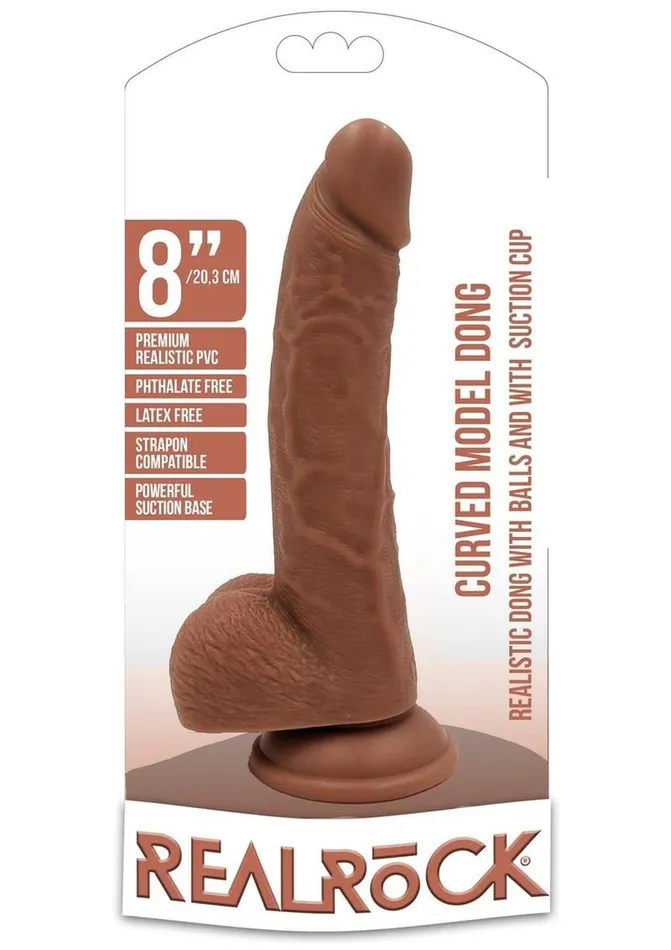 Real Rock Female Sex Toys Realrock Curved Realistic Dildo with Balls and Suction Cup