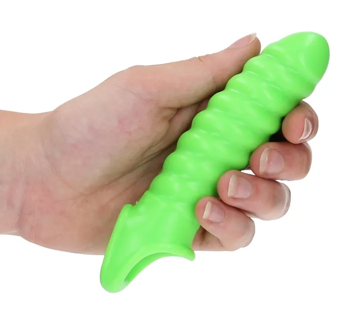Male Sex Toys Shots Ouch Swirl Stretchy Penis Sleeve Glow in the Dark