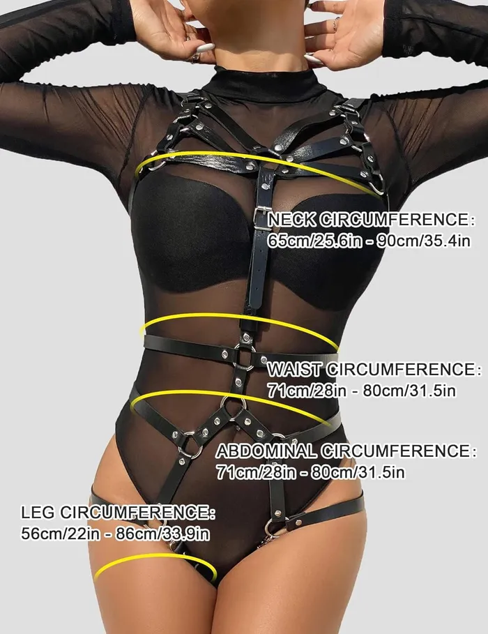 Oronova Female Sex Toys Lady Gothic Strappy Leather Body Harness with Waist Belt for Women