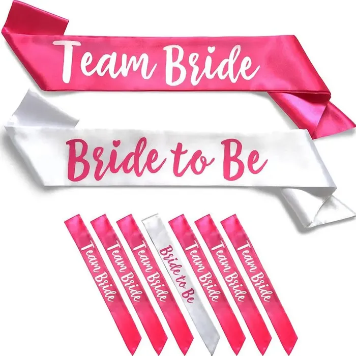 Anal 7 pc Team Bride Sash Kit All Bachelorette