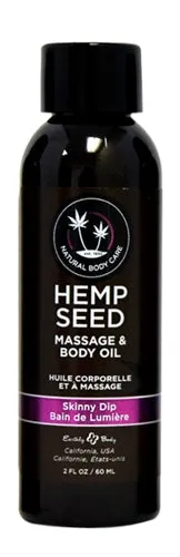 Couples Earthly Body Hemp Seed Massage Oil 2 Fl Oz Skinny Dip