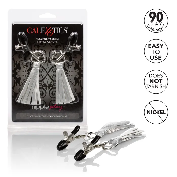 Nipple Play Playful Tassels Nipple Clamps Silver CalExotics Couples Nipple Play Playful Tassels Nipple Clamps Silver CalExotics Couples