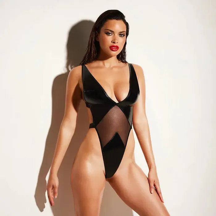 Oh La La Cheri Limitless Soft Cup High Leg Vinyl and Mesh Teddy LXL Oh Lala Cheri Male Sex Toys Oh La La Cheri Limitless Soft Cup High Leg Vinyl and Mesh Teddy LXL Oh Lala Cheri Male Sex Toys