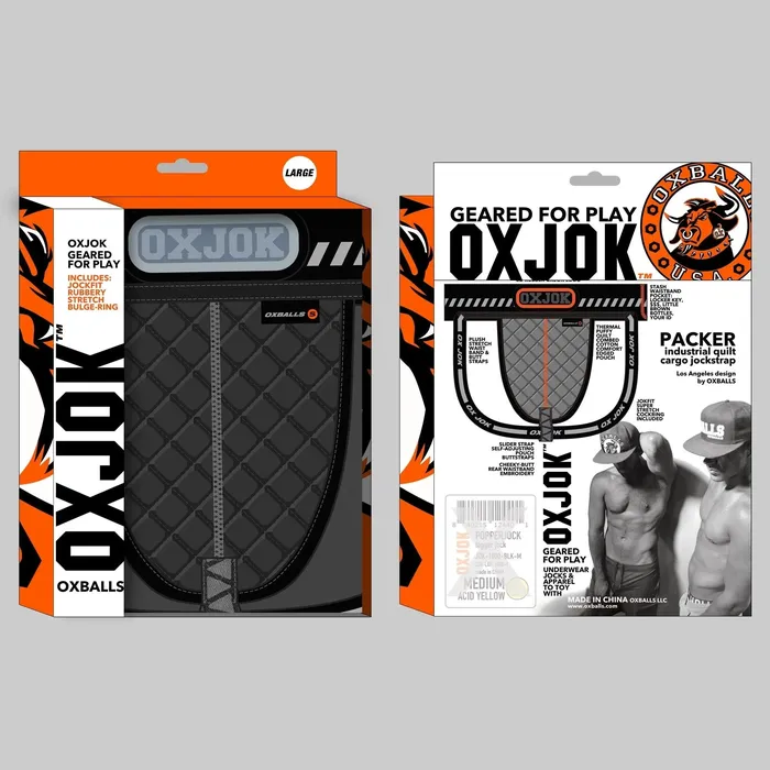 OXBALLS PACKER industrial quilted cargo strapjock BLACK PUFF MEDIUM Anal