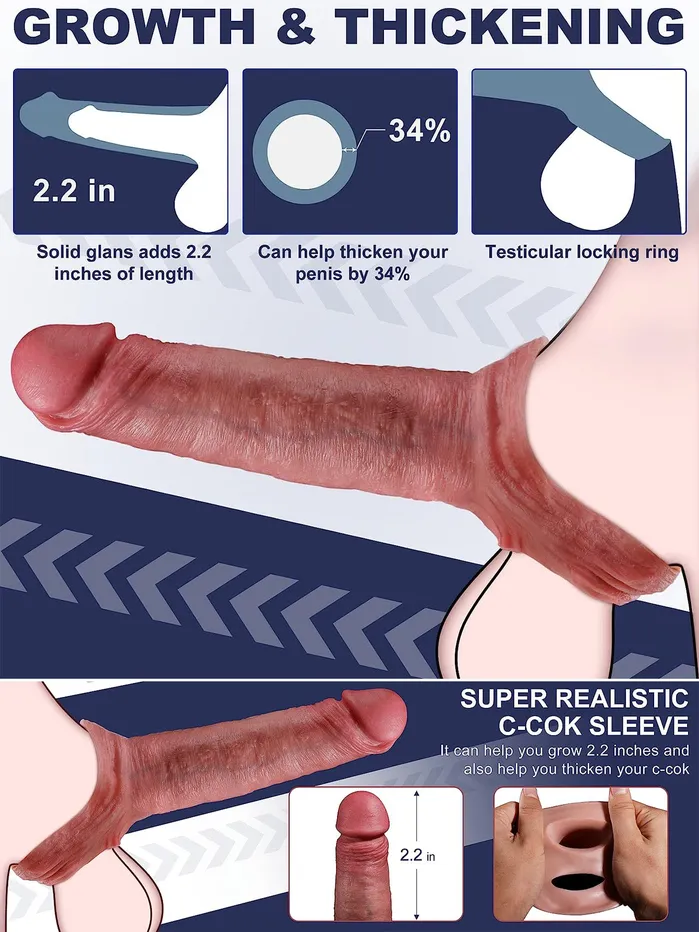 Realistic Penis Extension Silicone Dildo Strapon Cock Ring Sleeve Penis Enlarger for Men Domlust Male Sex Toys
