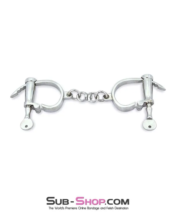 6807M Heavy Steel Dungeon Manacles Chromed Wrist Bondage Cuffs Moonwell Couples