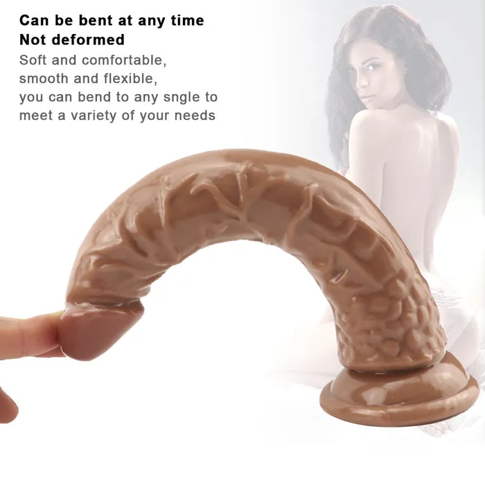 Anal 8 Inch small straight brown dildo 