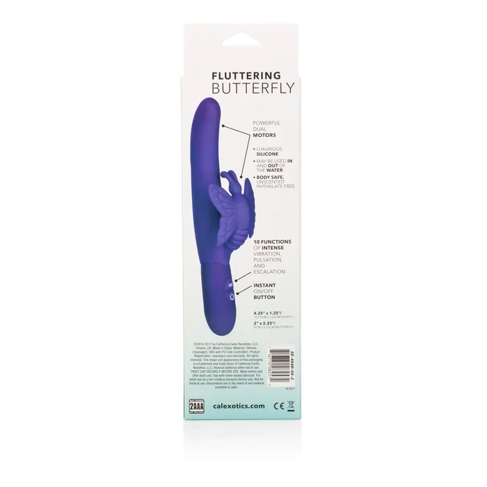 Calexotics Fluttering Butterfly Silicone Vibrator Dual Motors 10 Vibration Functions Vibrators